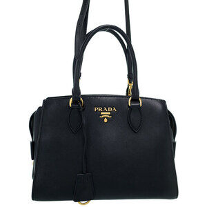 Prada Saffiano leather 2way shoulder bag Black